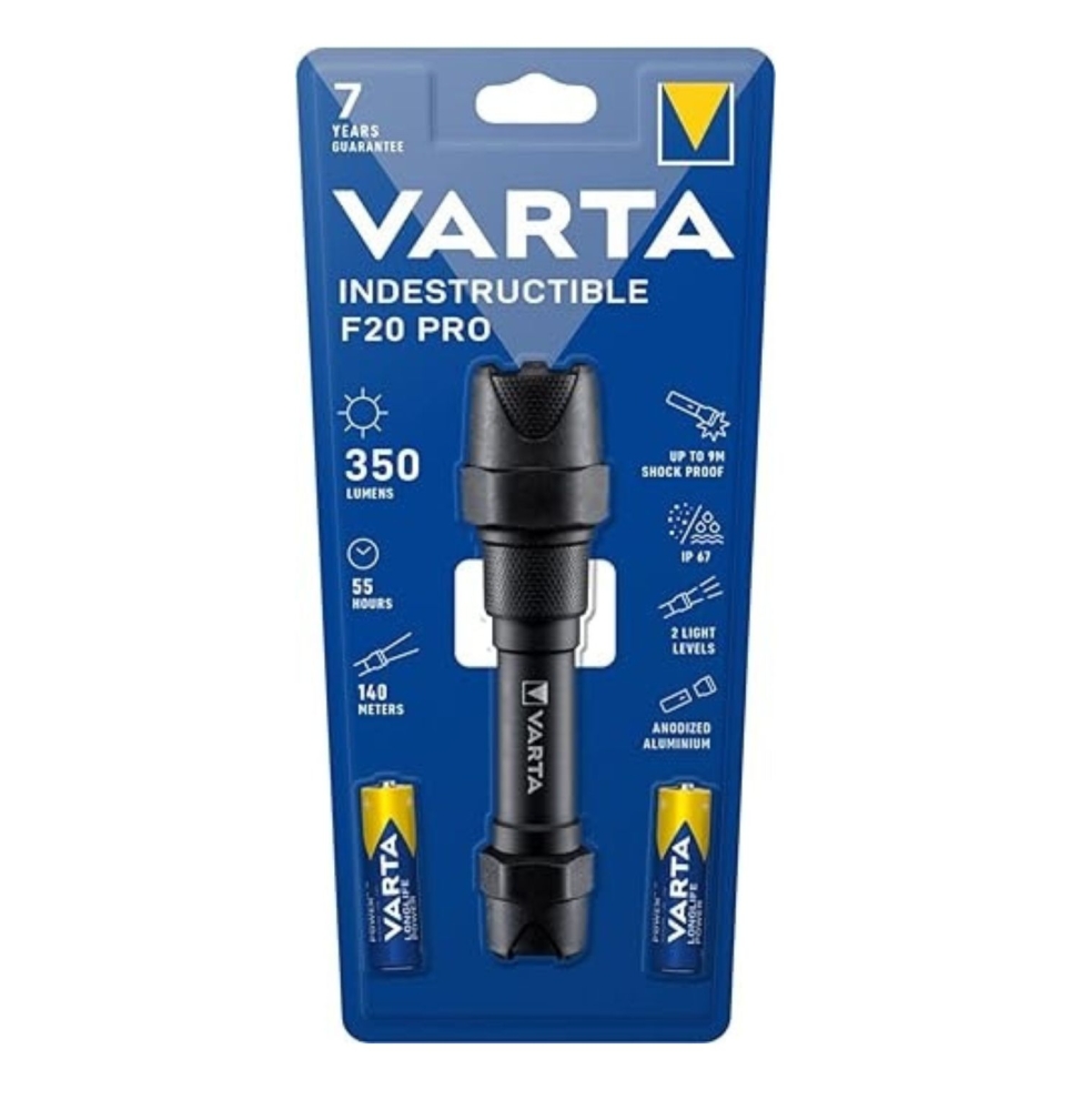 Varta Indestructible F20 Pro Torcia 6W incl. 2 batterie AA