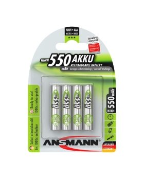 Ansmann 4x Batterie ricaricabili mini stilo AAA - 550 mAh 1,2 V