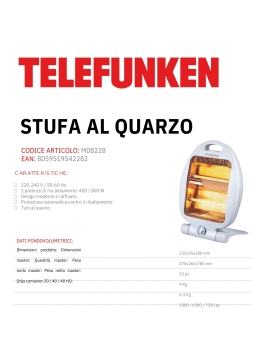 Telefunken stufa al quarzo Caldobagno M08228 400/800W
