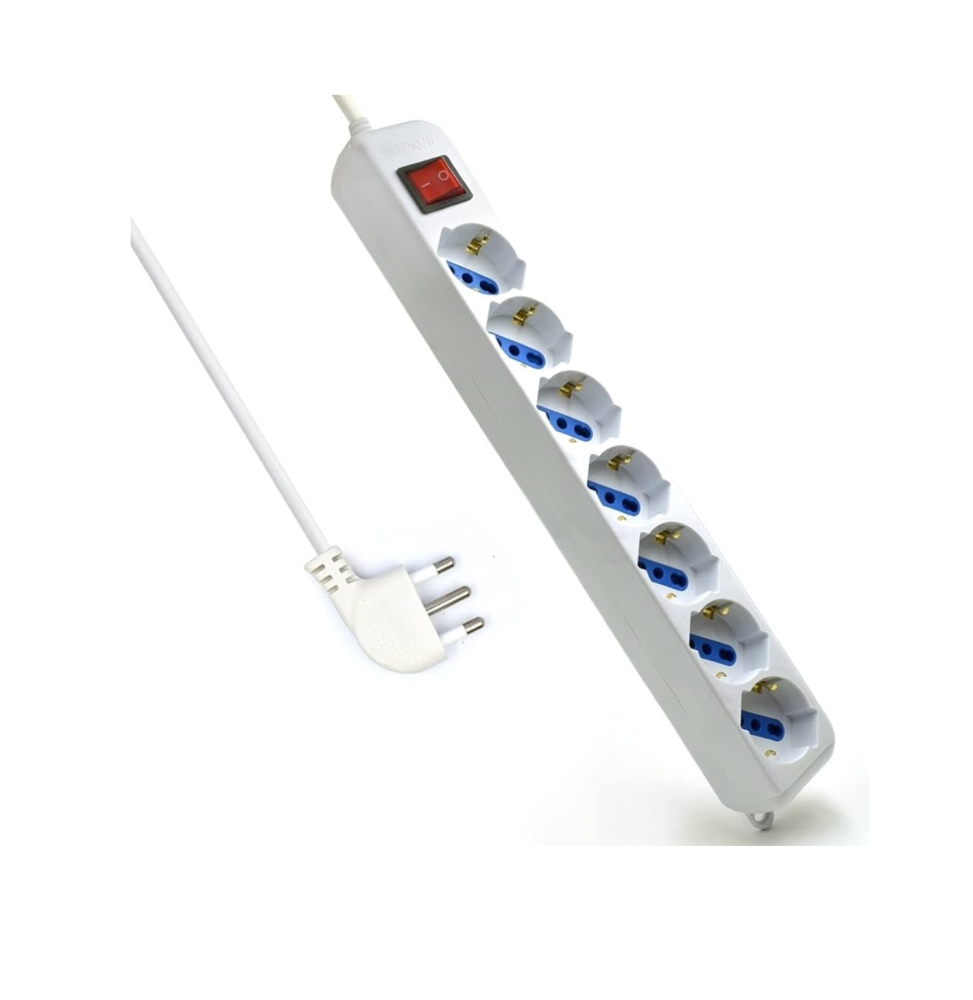 Multipresa 7 posti 10/16a schuko + interruttore