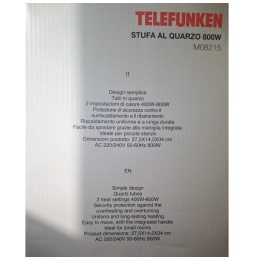 Telefunken stufa al quarzo Caldobagno M08215 800W
