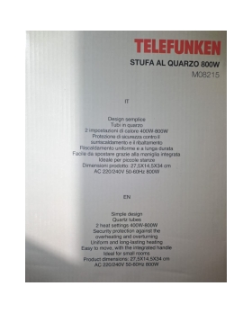 Telefunken stufa al quarzo Caldobagno M08215 800W