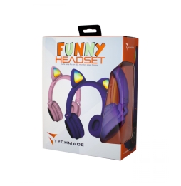 Techmade Cuffie Funny Led bt + microfono purple