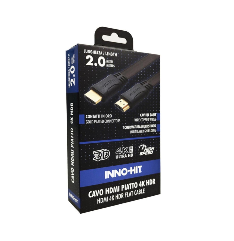 Inno-hit cavo hdmi piatto 4k hdr 2m nero
