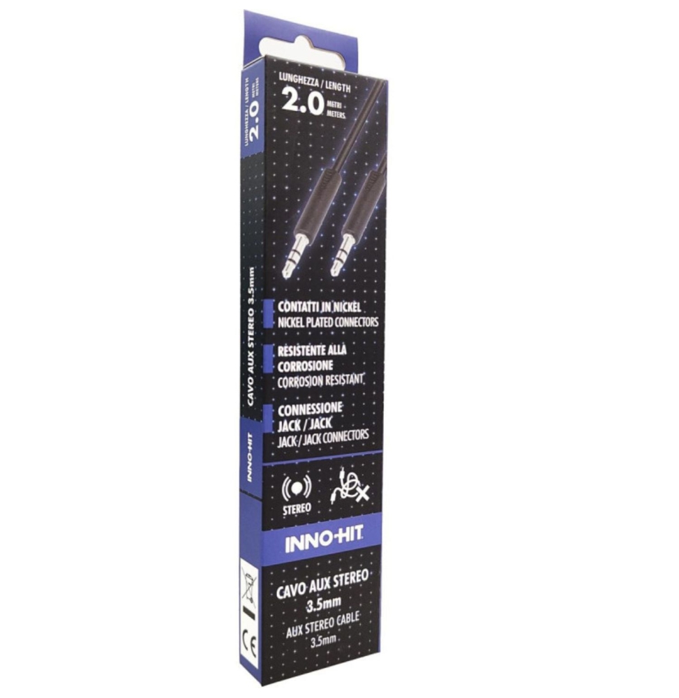 Inno-hit cavo stereo aux 3.5mm m/m 2m nero