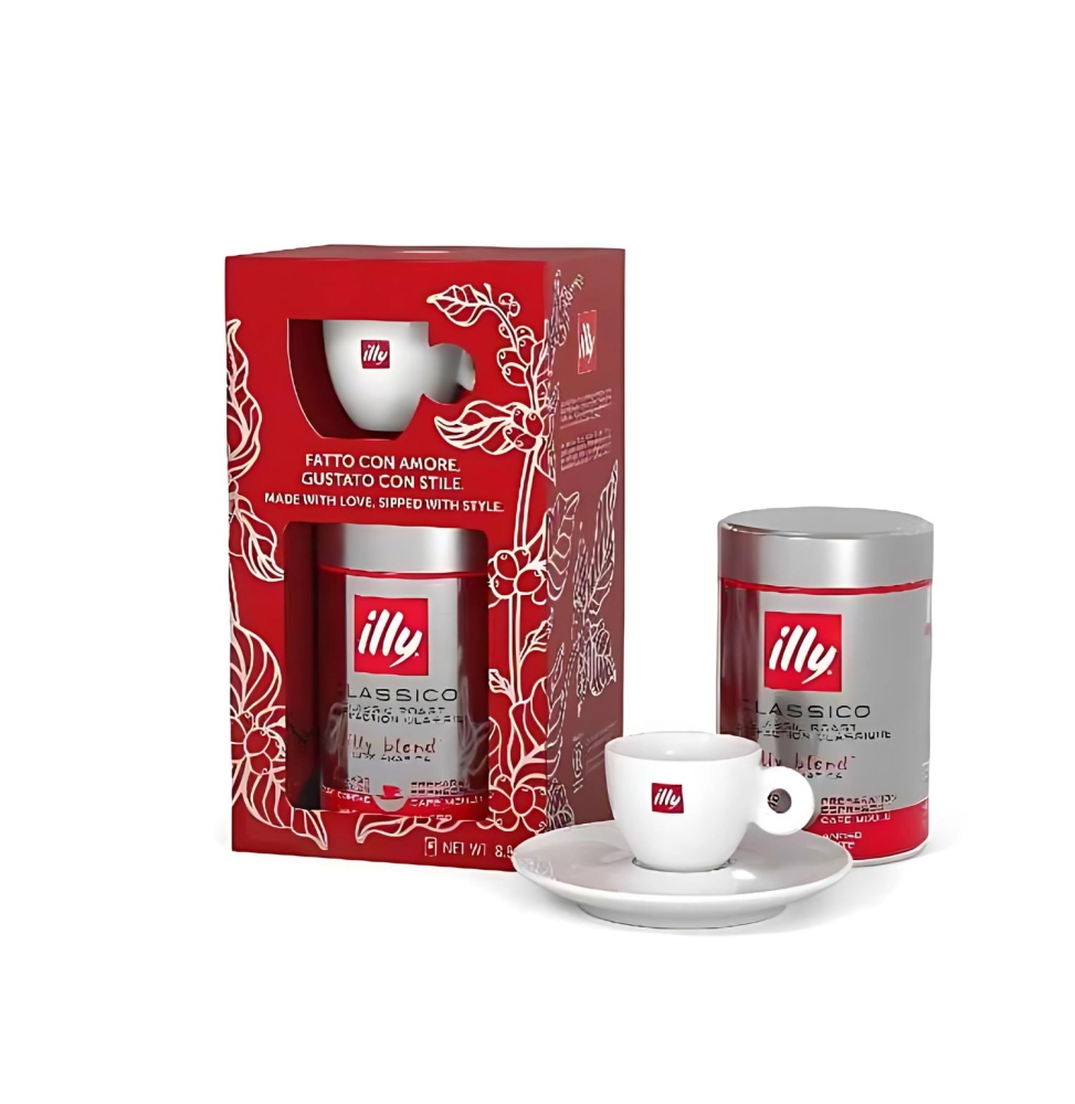 ILLY Christmas Box Barattolo Tostato Classico Macinato 250gr + Tazzina