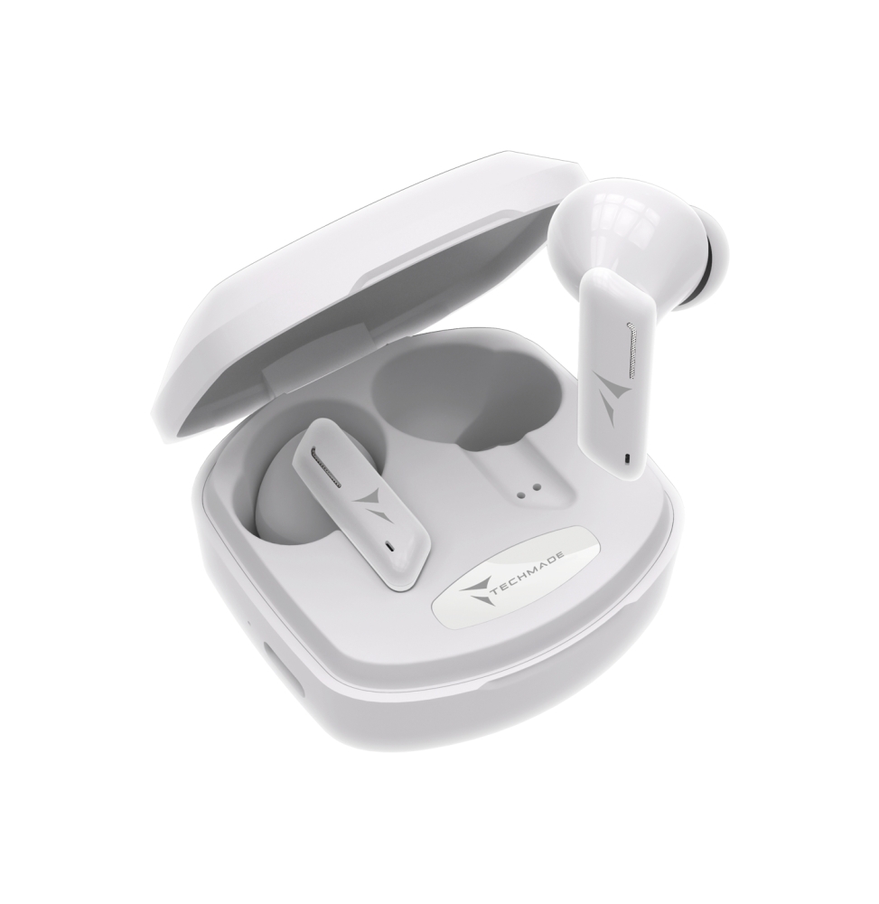Techmade auricolari tm-k175-wh senza filo con box ricarica bianc
