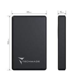 Techmade Powerbank 10000mah Slim Pd22.5w Wireless Magnetico Black