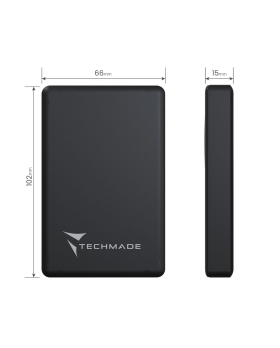 Techmade Powerbank 10000mah Slim Pd22.5w Wireless Magnetico Black