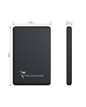Techmade Powerbank 5000mah Slim 7.9mm Wireless Magnetico Black