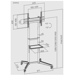 Superior Supporto Tv 37-70  Pro Da Pavimento 50kg Supstv022