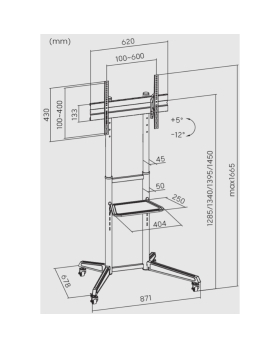 Superior Supporto Tv 37-70  Pro Da Pavimento 50kg Supstv022