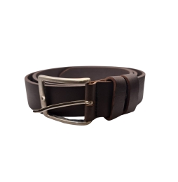 Ecoprice Cintura Cinta Uomo In Vera Pelle Made in Italy Cuoio Casual Classica Regolabile Marrone Scuro
