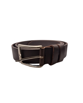 Ecoprice Cintura Cinta Uomo In Vera Pelle Made in Italy Cuoio Casual Classica Regolabile Marrone Scuro