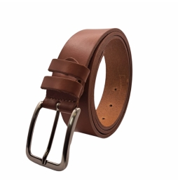 Ecoprice Cintura Cinta Uomo In Vera Pelle Made in Italy Cuoio Casual Classica Regolabile Marrone