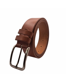 Ecoprice Cintura Cinta Uomo In Vera Pelle Made in Italy Cuoio Casual Classica Regolabile Marrone