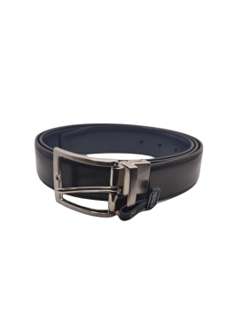 Ecoprice Cintura Cinta Uomo In Vera Pelle Made in Italy Cuoio Casual Classica Regolabile Reversibile Nera Blu
