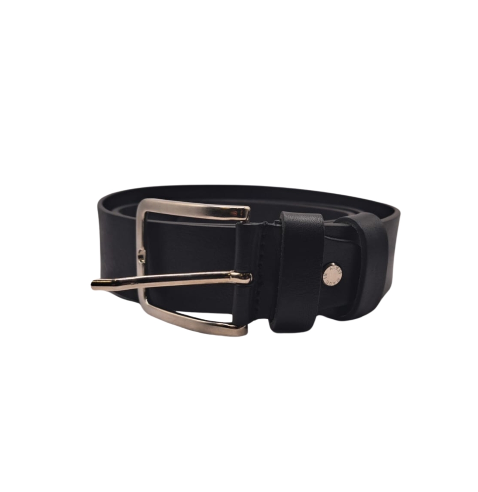 Ecoprice Cintura Cinta Uomo In Vera Pelle Made in Italy Cuoio Casual Classica Regolabile Nera