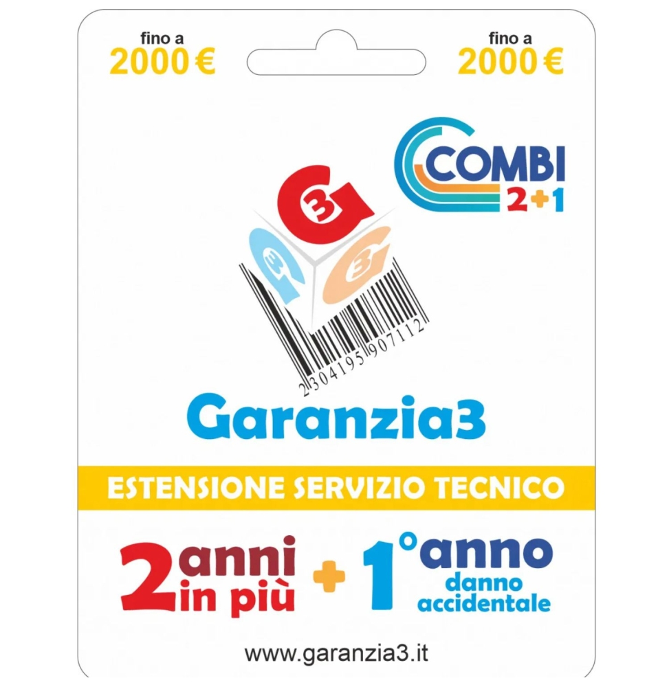 Garanzia 3 Combi 2000 - 2 Anni di garanzia + 1 di Danno Accidentale fino a 2000,00 Euro