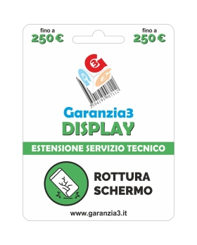 Garanzia 3 Display 250 - Danno Accidentale Display Smartphone, Tablet e Notebook fino a 250,00 Euro