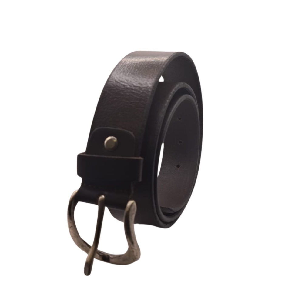 Ecoprice Cintura Cinta Uomo In Vera Pelle Made in Italy Cuoio Casual Classica Regolabile Marrone
