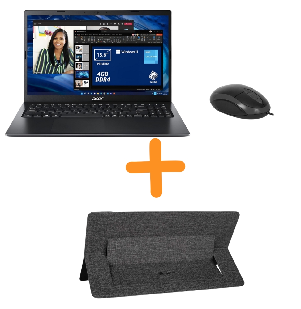 Notebook Acer EX215-32 Intel Celeron N4500 - 4GB RAM- 256GB SSD - Colore Black - Freedos + Ngs Supporto Laptop + Mouse Omega