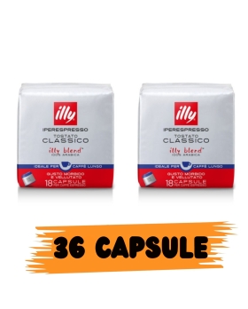 ILLY IPERESPRESSO CLASSICO LUNGO –   Caffè Tostato in Capsule per Macchine Iperespresso - 36 pz