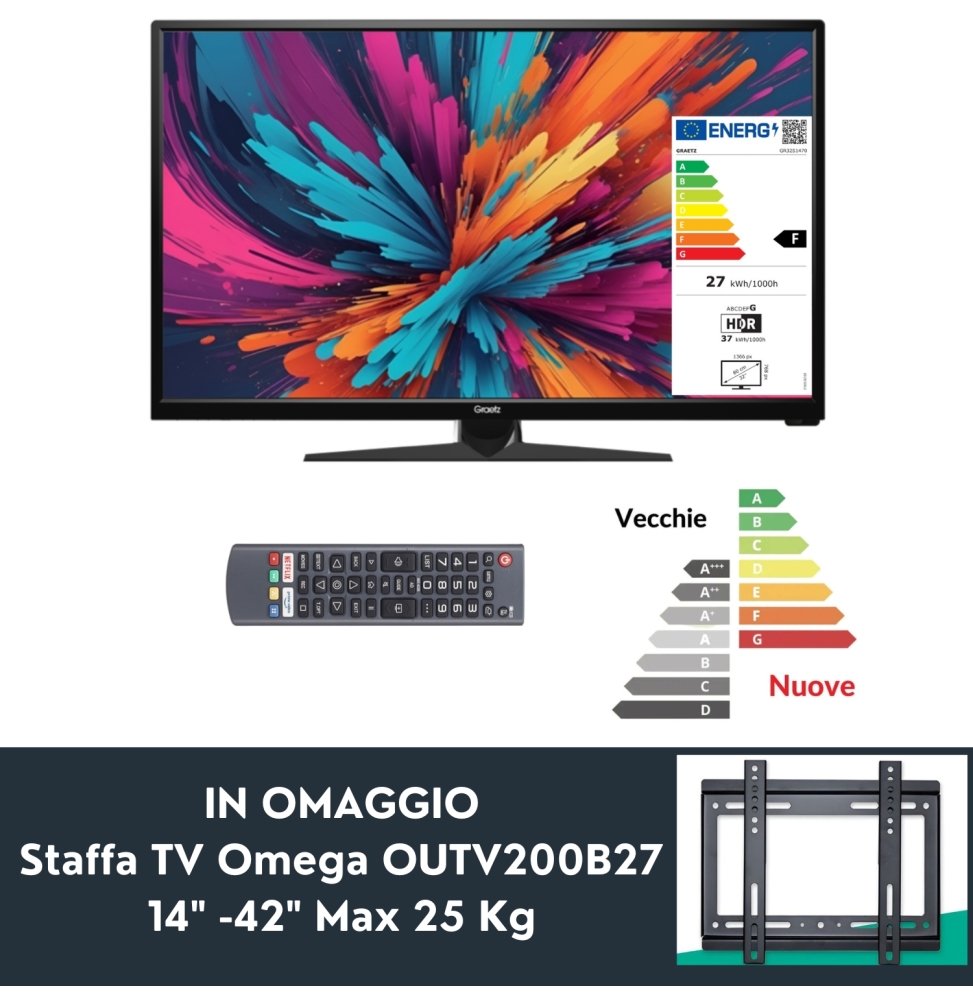 TV 32″ GR32S1470 HD Ready LED HDR10 WebOs 2.0 Central Stand+Ecoprice Staffa Tv OUTV200B27 44239 14 -42 Max 25 Kg