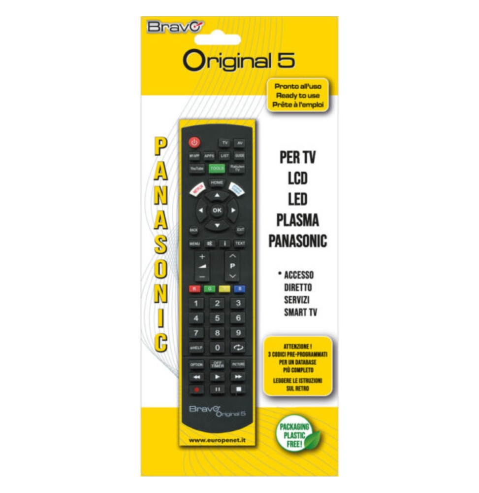 Bravo Original 5 Telecomando Compatibile TV Panasonic - Nero
