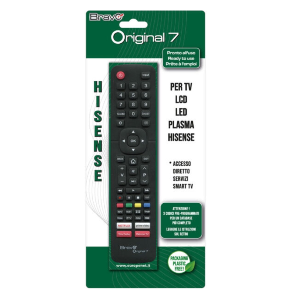 Bravo Original 7 Telecomando Compatibile TV Hisense - Nero