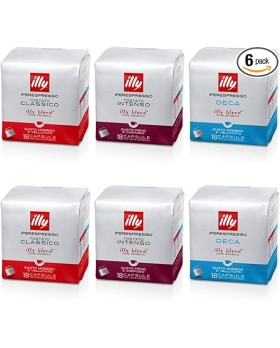 ILLY Capsule 2 confezioni Intenso, 2 confezioni Classico, 2 Confezioni Deca -108 CAPSULE TOTALI