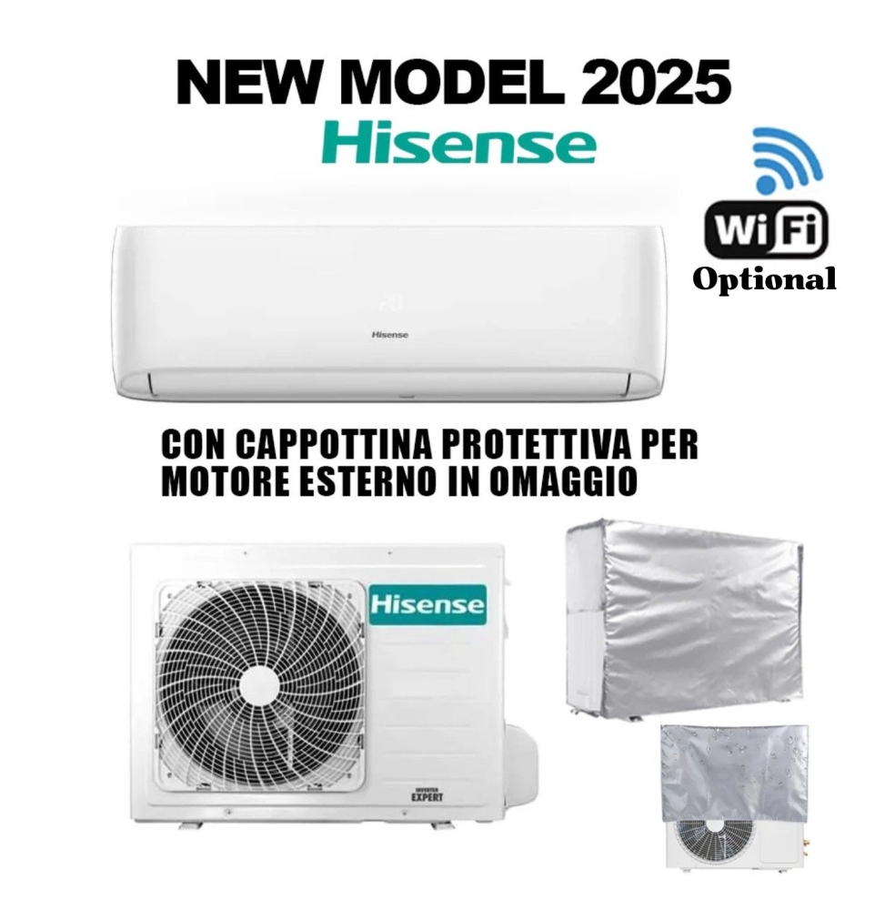 Hisense Climatizzatore Serie NEW MODEL 2025 EASY SMART 12000 BTU Inverter CA35LR03G + AS35LR03W R-32 + Telo Unità esterna