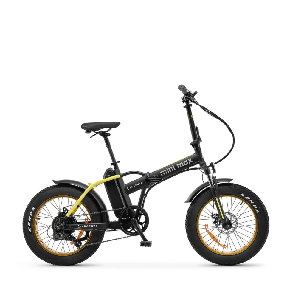 ARGENTO Fat-EBike MINI MAX - Bicicletta Elettrica 250W 36v, 60Nm di Potenza, Ruote da 20", Freno Disco Meccanico - Colore Giallo