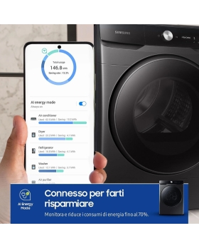 Samsung Asciugatrice 16 Kg Classe A+++ Inverter con Pompa di Calore Profondità 84 cm Wi-Fi colore Nero - DV16DG8600BVU3
