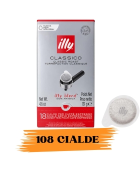 ILLY Caffè  108 Cialde Tostato Classico - 6 Confezioni Da 18 Pz