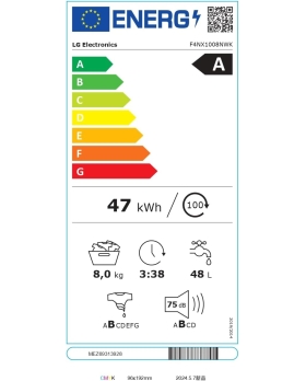 LG Lavatrice CF 8Kg 1400G WiFi L60xP55 Cl.A F4NX1008NWK