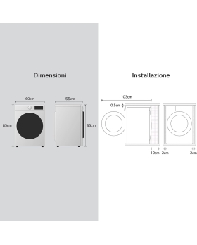 LG Lavatrice CF 8Kg 1400G WiFi L60xP55 Cl.A F4NX1008NWK