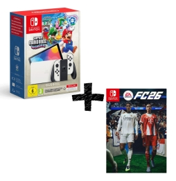 Nintendo Switch Oled White Console Bianca +super Mario Wonder + 12 Mesi Abbonam+ fc 26