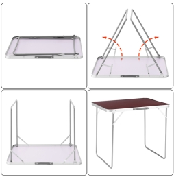 Tavolo Campeggio Picnic con Maniglia Effetto Legno 60x80x68cm Pieghevole Esterni