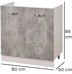 Mobile Sottolavello Cucina Componibile Mobiletto Colore Grigio Cemento 2 Ante