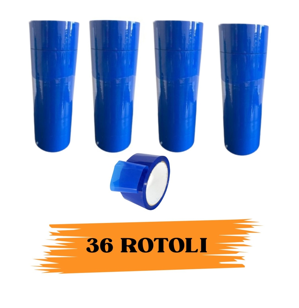 EcoPrice® Nastro Adesivo Imballaggio Colorato Blue 48mmx66m 36 Rotoli Scotch