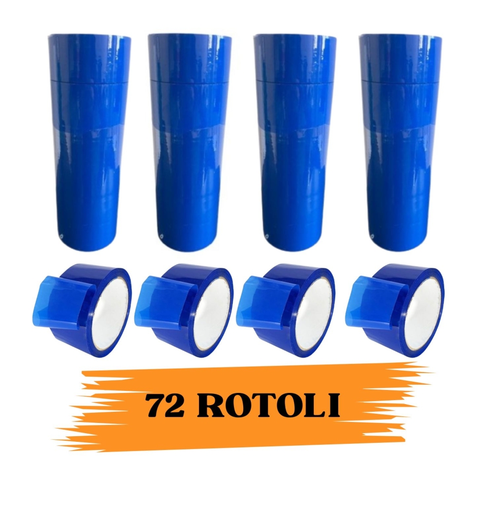 EcoPrice® Nastro Adesivo Imballaggio Colorato Blue 48mmx66m 72  Rotoli Scotch