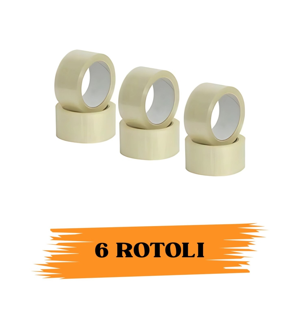 EcoPrice®  Nastro Adesivo Imballaggio Trasparente Yellow 48mmx66m 6 Rotoli Scotch