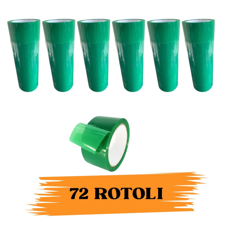EcoPrice®  Nastro Adesivo Imballaggio Colorato Green 48mmx66m 72 Rotoli Scotch