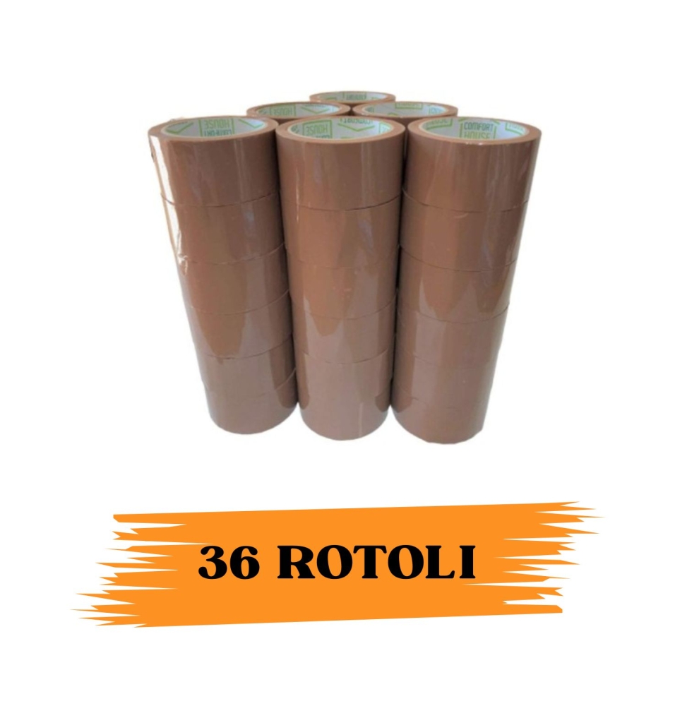 EcoPrice®  Nastro Adesivo Imballaggio Colorato Avana S. 48mmx66m 36 Rotoli Scotch