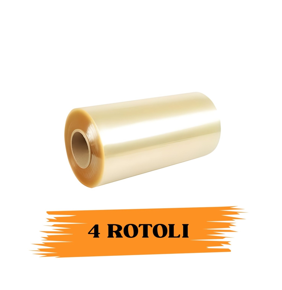 EcoPrice®  Pellicola Trasparente Alimentare In Pvc Rotolo Da 1500m X 40 Cm Bobina Super Resistente 4 Rotoli