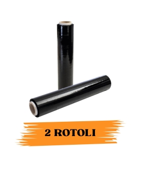EcoPrice® Pellicola Film Estensibile Nero Da 1,8 Kg 23 Micron Bobina Super Resistente 2 RotolI