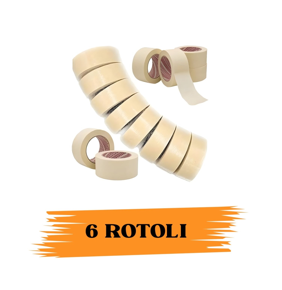 EcoPrice® Nastro Adesivo Carta Gommata 48mmx50m 6 Rotoli