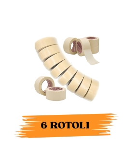 EcoPrice® Nastro Adesivo Carta Gommata 48mmx50m 6 Rotoli