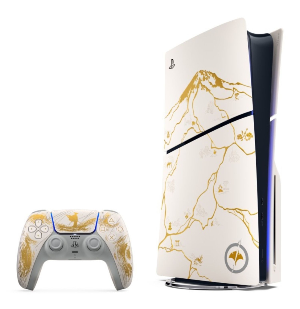 PS5 Console 1TB Disc Ghost Of Yotei Gold Limited Edition White Slim ITA